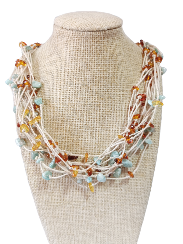 Collar Ámbar Báltico y Amazonita