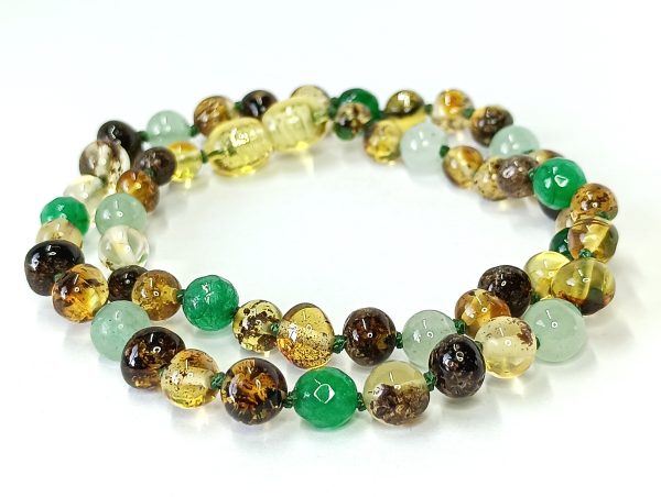 Collar Ámbar Verde, Jade Verde y Aventurina Verde