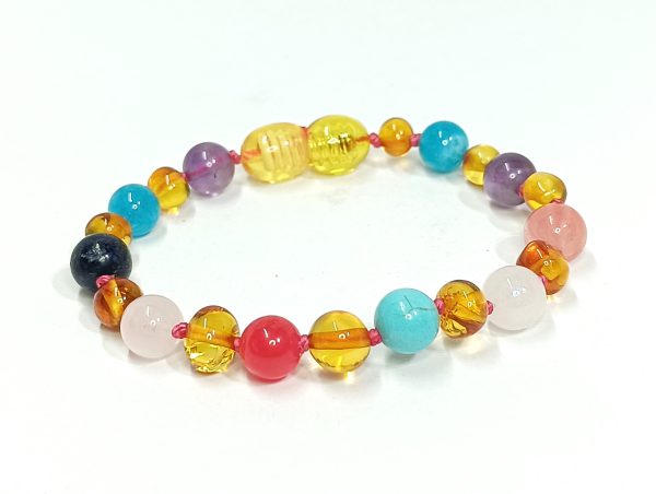 Pulsera Bebé ambar y piedras mixtas