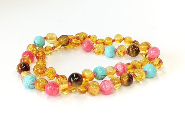 Collar Ámbar, Calcedonia y Ojo de Tigre y Turquesa - Imagen 2