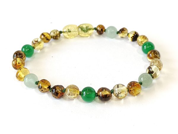 Pulsera Ámbar Verde, Jade y Aventurina