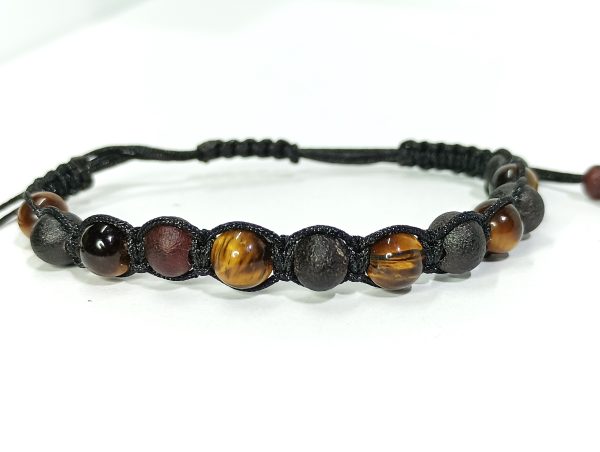 Pulsera Adaptable Ámbar Cherry sin Pulir + Ojo de Tigre