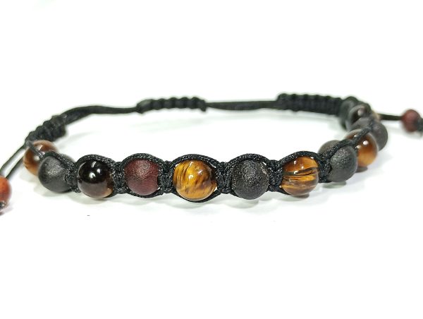 Pulsera Adaptable Ámbar Cherry sin Pulir + Ojo de Tigre - Imagen 4