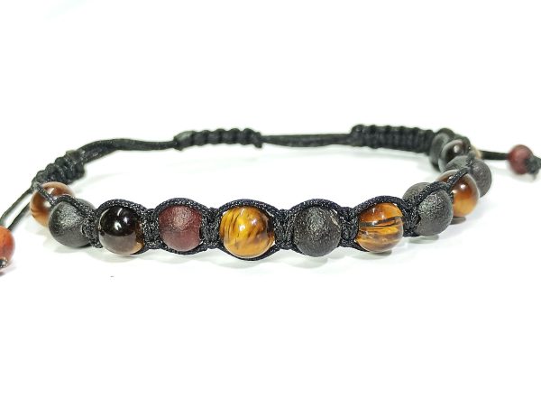 Pulsera Adaptable Ámbar Cherry sin Pulir + Ojo de Tigre - Imagen 2