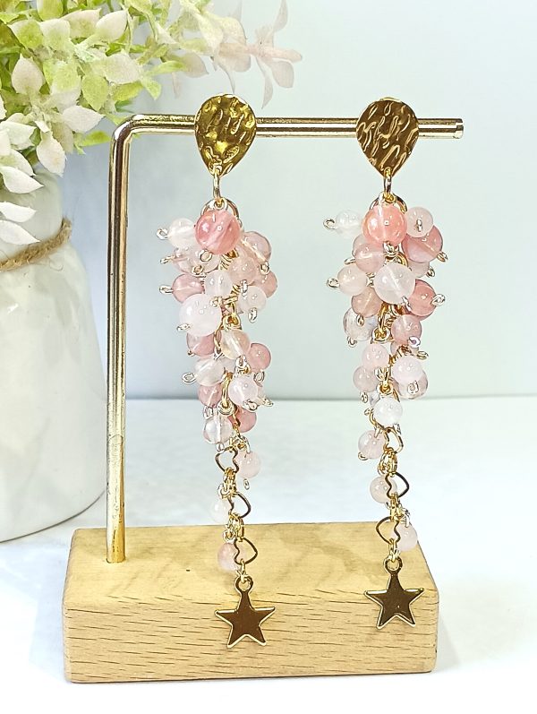 Aros Racimo Cuarzo Rosa - Imagen 3