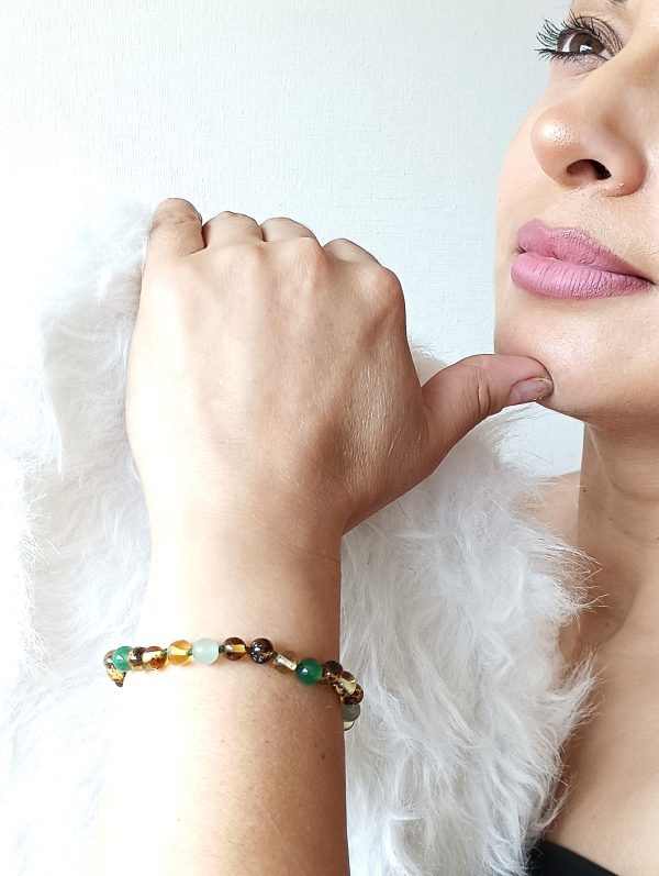 Pulsera Ámbar Verde, Jade y Aventurina - Imagen 2