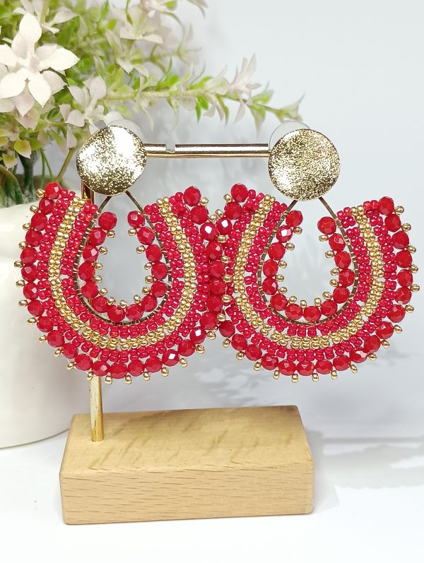 Aros Abanico Rojo Dorado