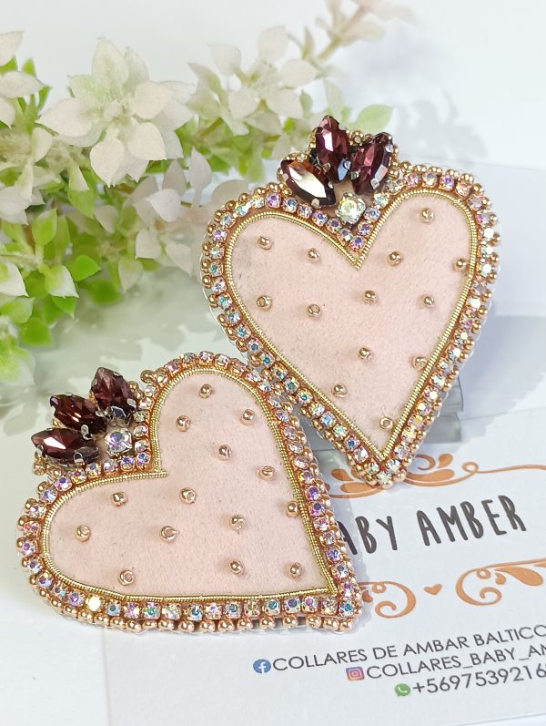 AROS CORAZON BORDADO ROSA